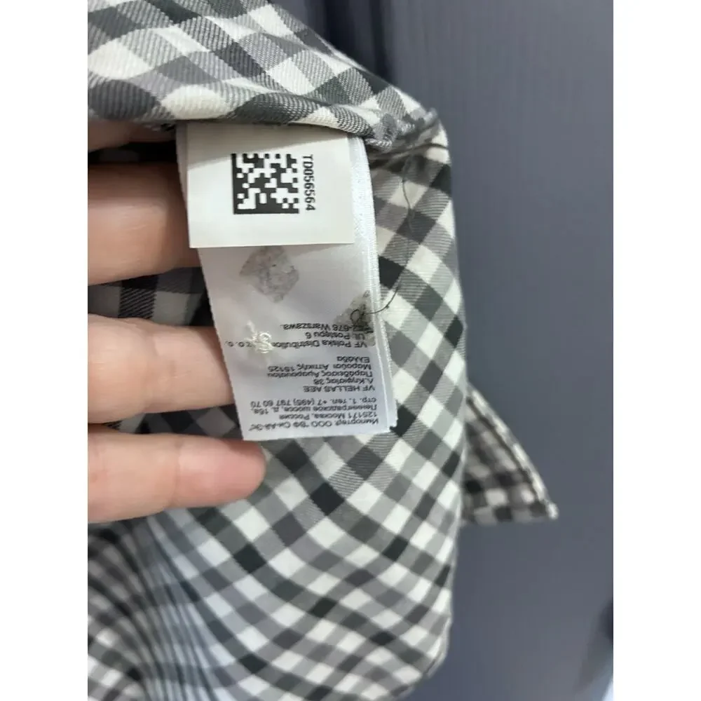 The North Face Button Up Shirt Check Shirt sleeve Pocket Gray Mens Large